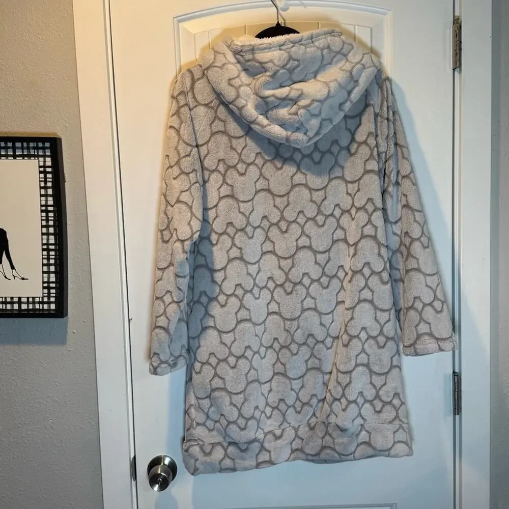 Disney Gray Hooded Sherpa Pajama Dress Size Large - Picture 2 of 5